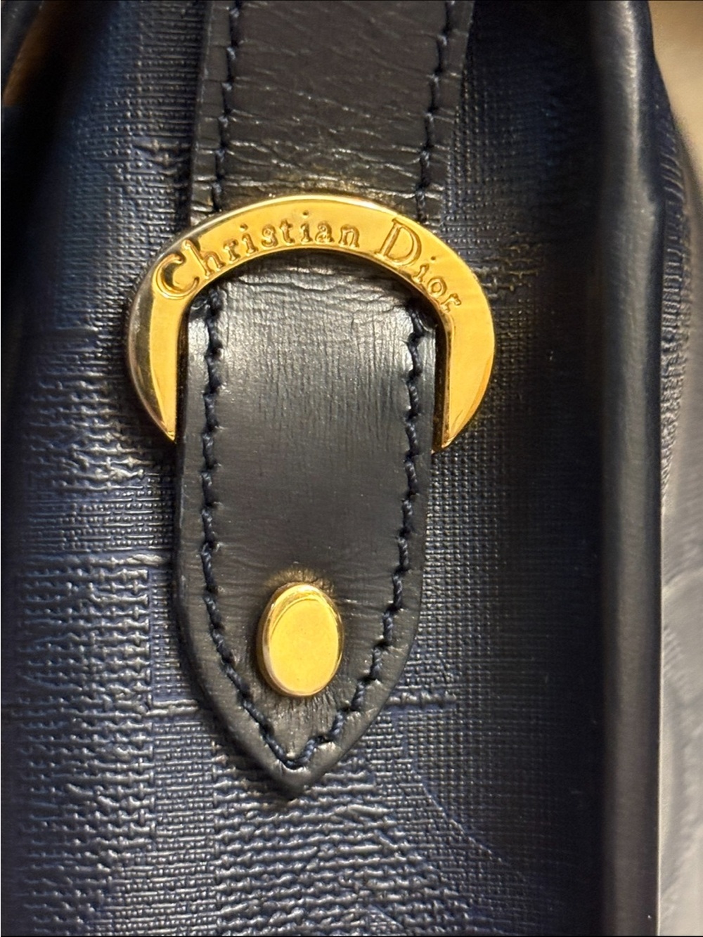Rare Vintage Christian Dior Navy Oblique Monogram Jacquard Shoulder Bag w/ COA✨ - Picture 8 of 9